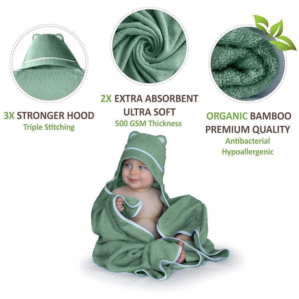 Premium Baby Bath Towel - Rayon Made from Bamboo Hooded Baby Towels - Newborn Baby Towel with Hood - Large Hooded