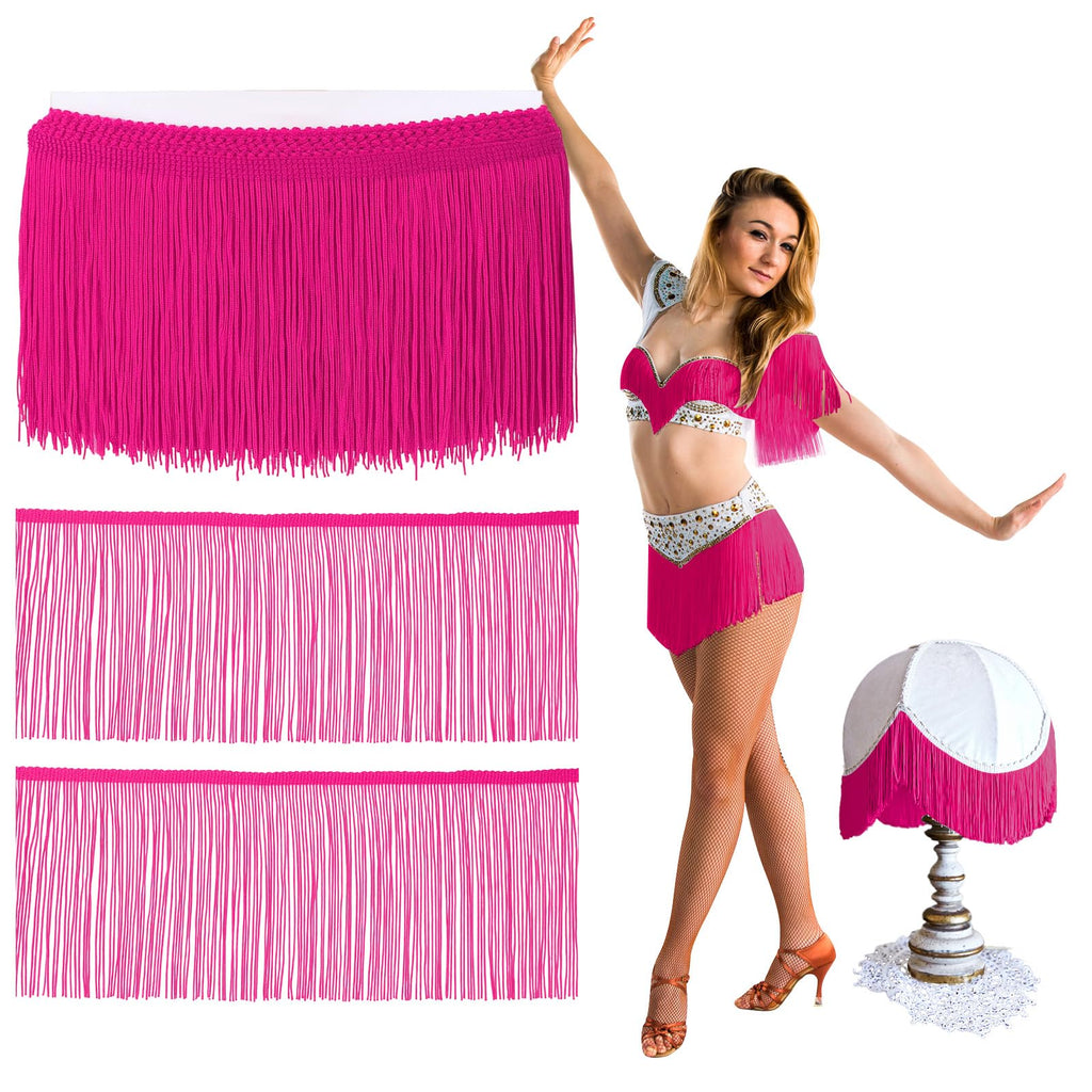 6 Inch Chainette Fringe Trim Bulk, Tassel, Hot Pink - 10 Yards