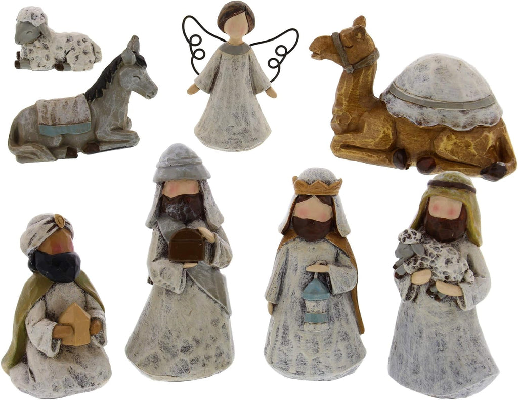 Burton and Burton 12 Piece Premium Nativity Set, Includes 11 Resin Figurines - A King is Born Scene Including Baby