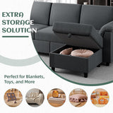 Convertible Sectional Sofa Couch, 3 Seat L Shaped Sofa with Removable Pillows Soft Corduroy Fabric Small Couch Mid