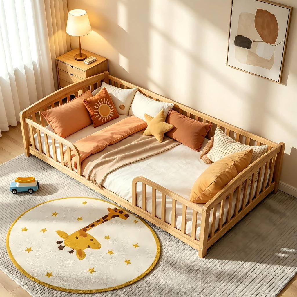 Toddler Floor Bed with Central Entrance, Natural