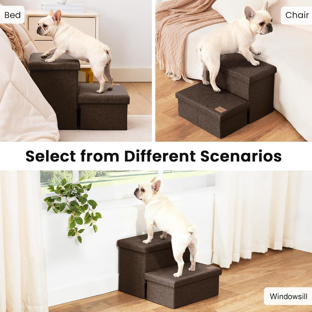 Dog Stairs for High Bed, Foldable Pet Stairs for Small Medium or Large Dogs Puppy with Storage for Bed or Couch, Cat