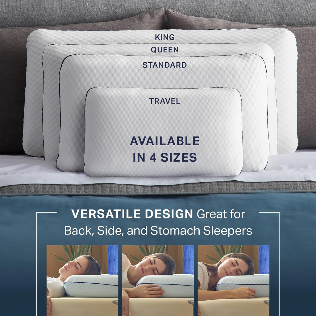 Cooling Gel Memory Foam Pillow for Sleeping - King Size, Ventilated Cooling Pillow for Side & Back Sleepers, Neck &