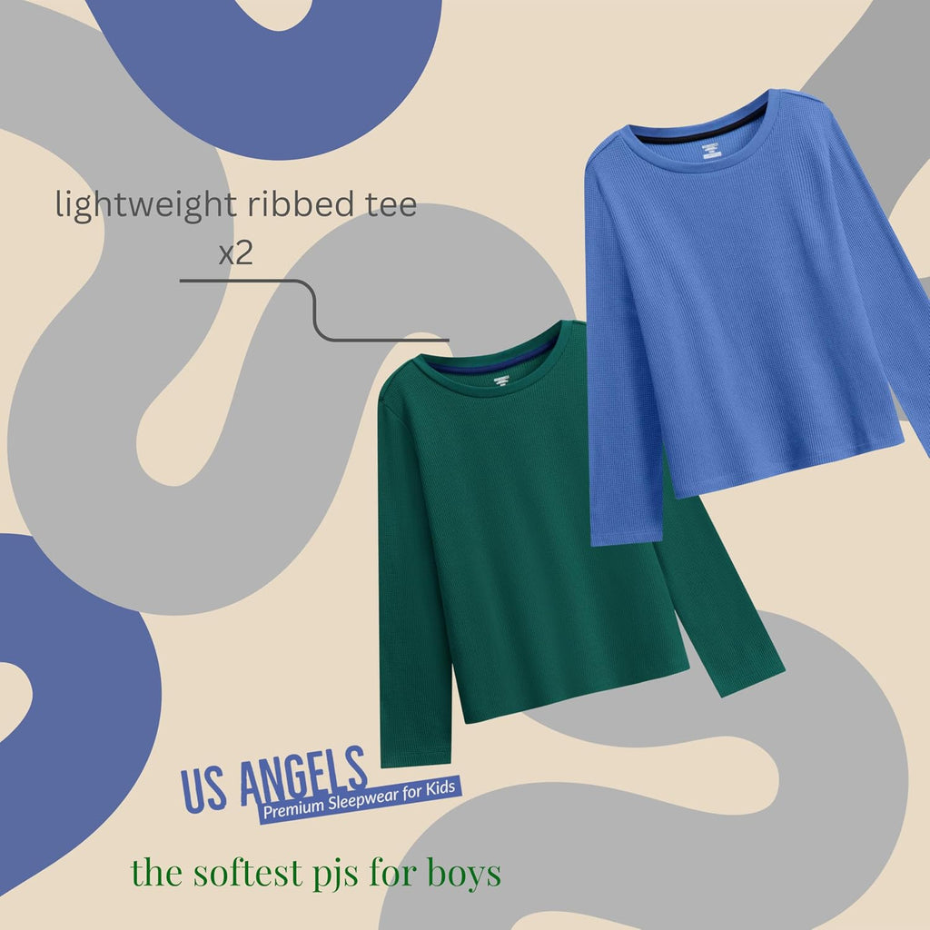 Boys Pajamas Set | Piece Long Sleeve & Fleece Pants | Soft Warm Sleepwear Pjs for Kids & Teens
