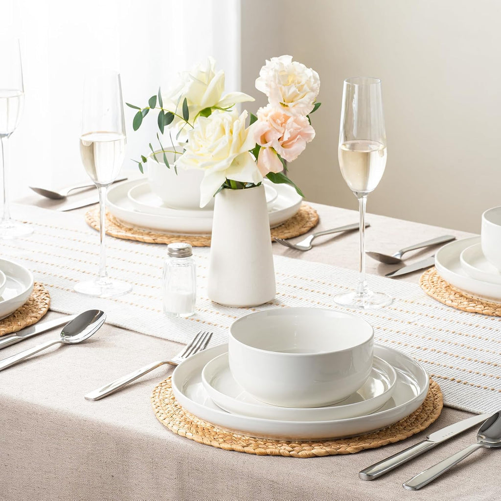 Plates and Bowls Sets, 24 Pieces Ceramic Dinnerware Set for 8, Stoneware Dishware Dishes Set