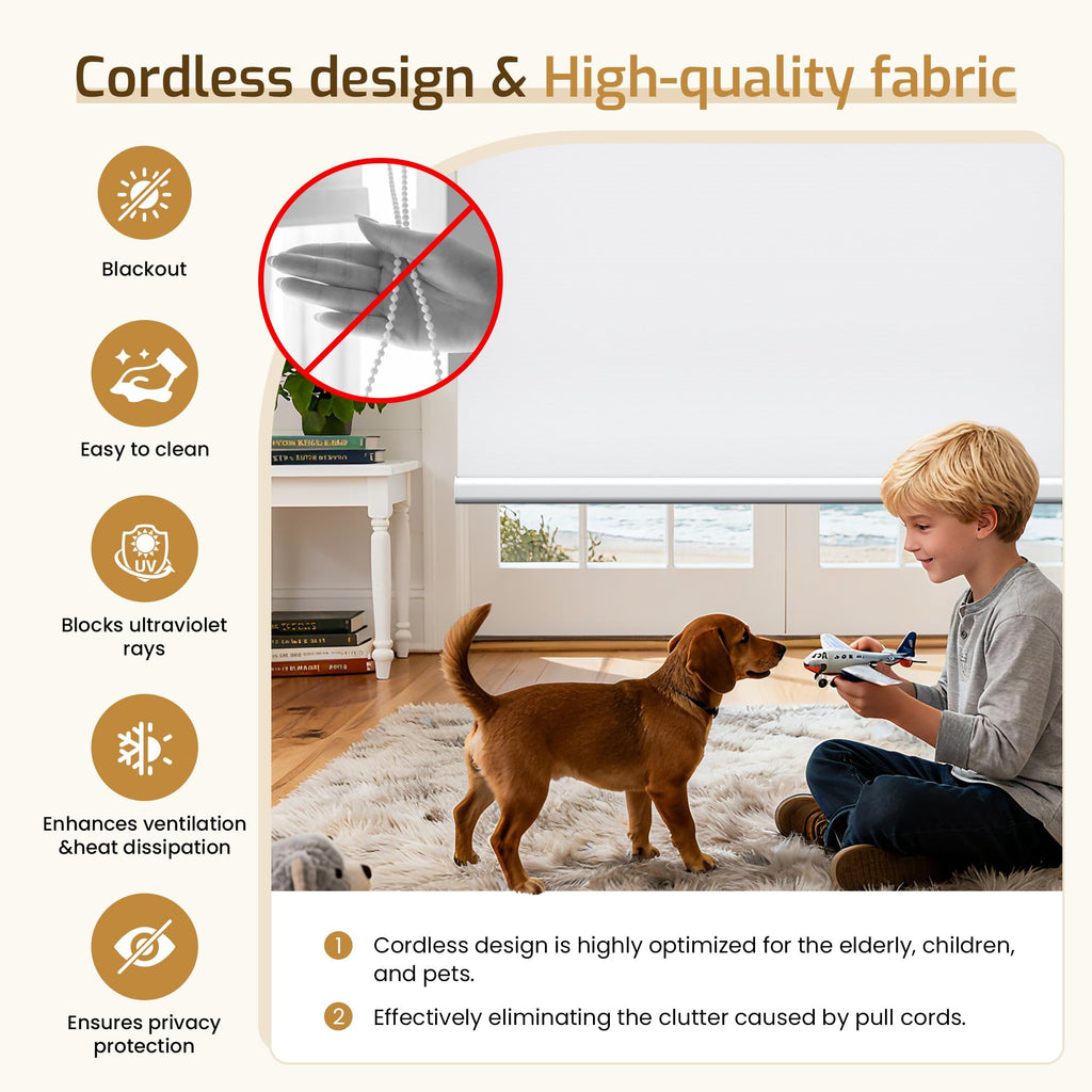No Drill Motorized Blinds Smart Blackout Shades|White