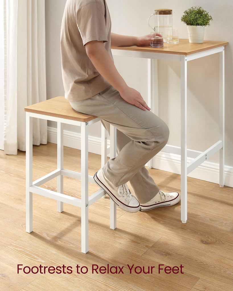 Bar Table and Chairs Set, Square, with 2 Stools, Space Saving