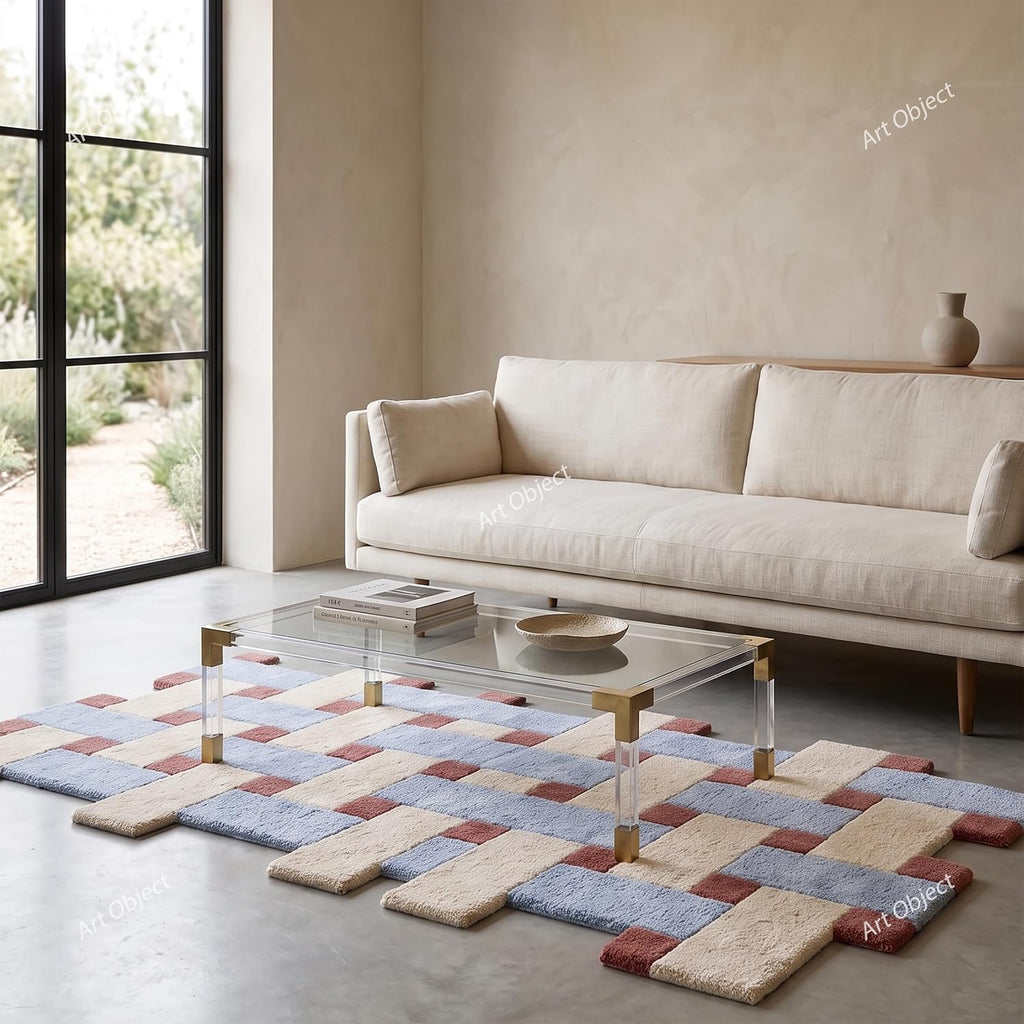 Hand Tufted Wool Area Rug, Scandinavian Abstract