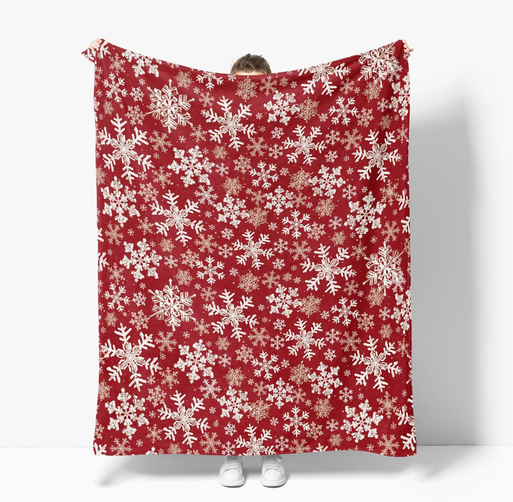 Christmas Red Snowflake Flannel Throw Blanket 50x60