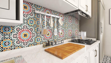 Ceramic Tiles 8x8 - HASS by - Moroccan Mosaic Tiles backsplash | 12 Coloured Moroccan Wall Tiles 8x8 in Oriental Style