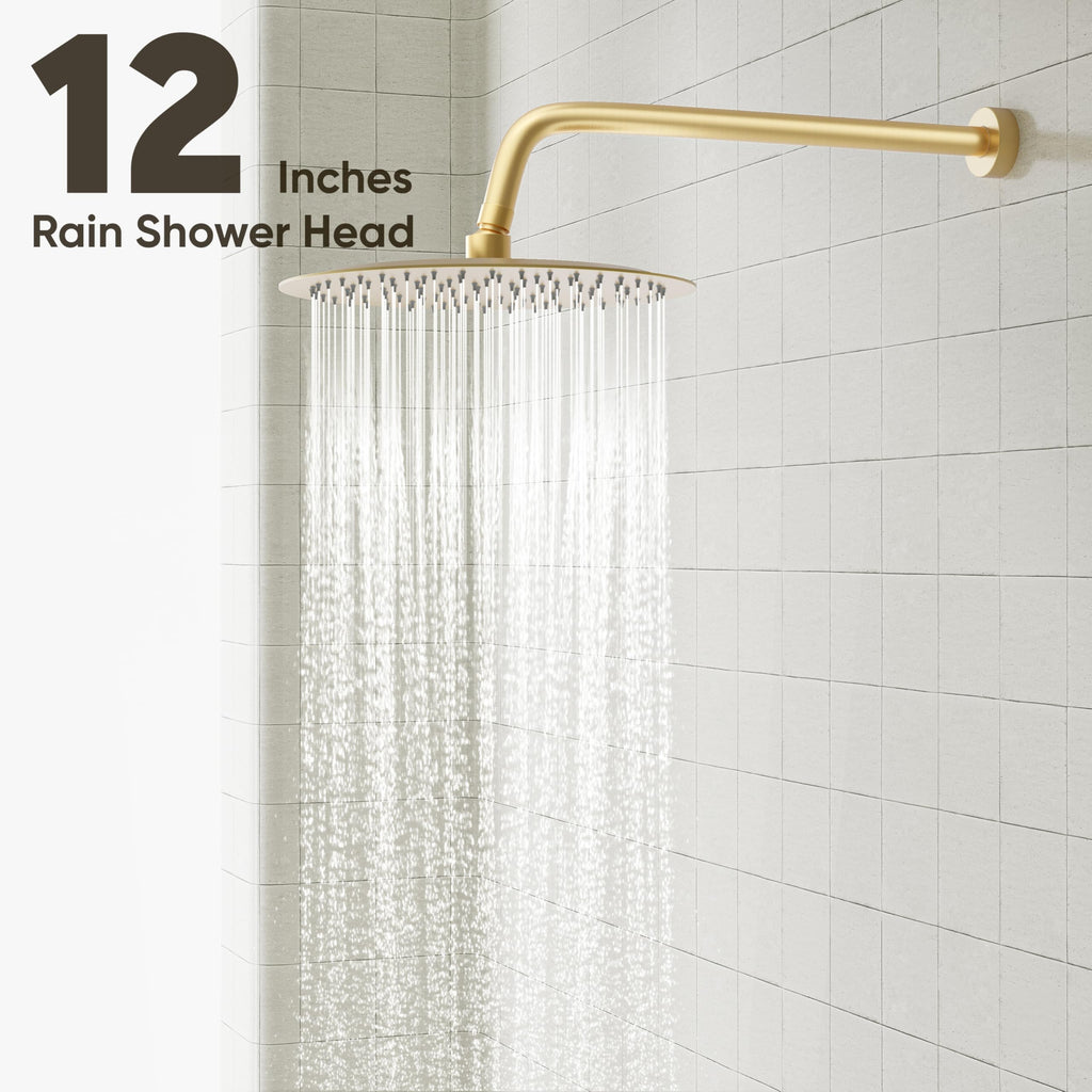 Shower System, 12" Shower Faucet Set with Handheld,Brushed Gold