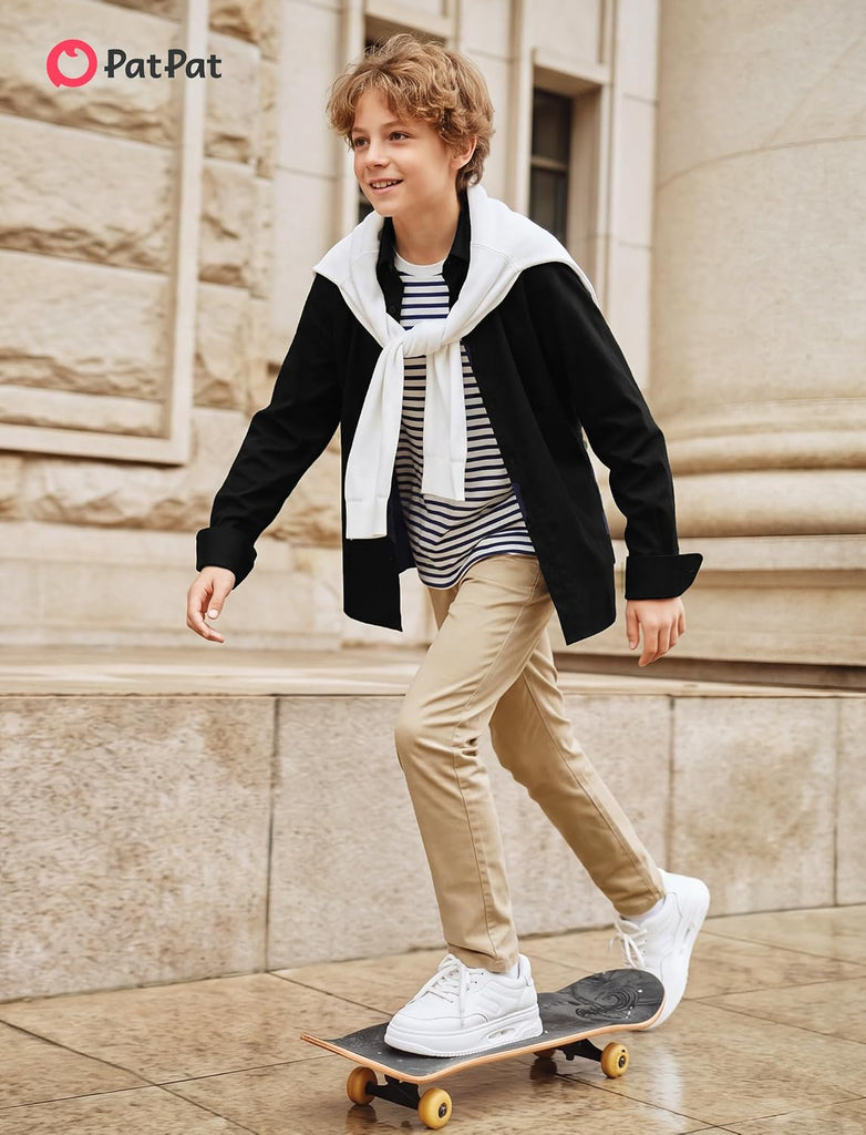 Boys Cotton Long Sleeve Button Down Dress Shirt