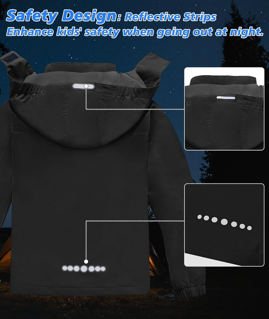 Boys Rain Jacket Kids Lightweight Rain Jackets Waterproof Hooded Windbreaker Outdoor Coats for Boys Girls