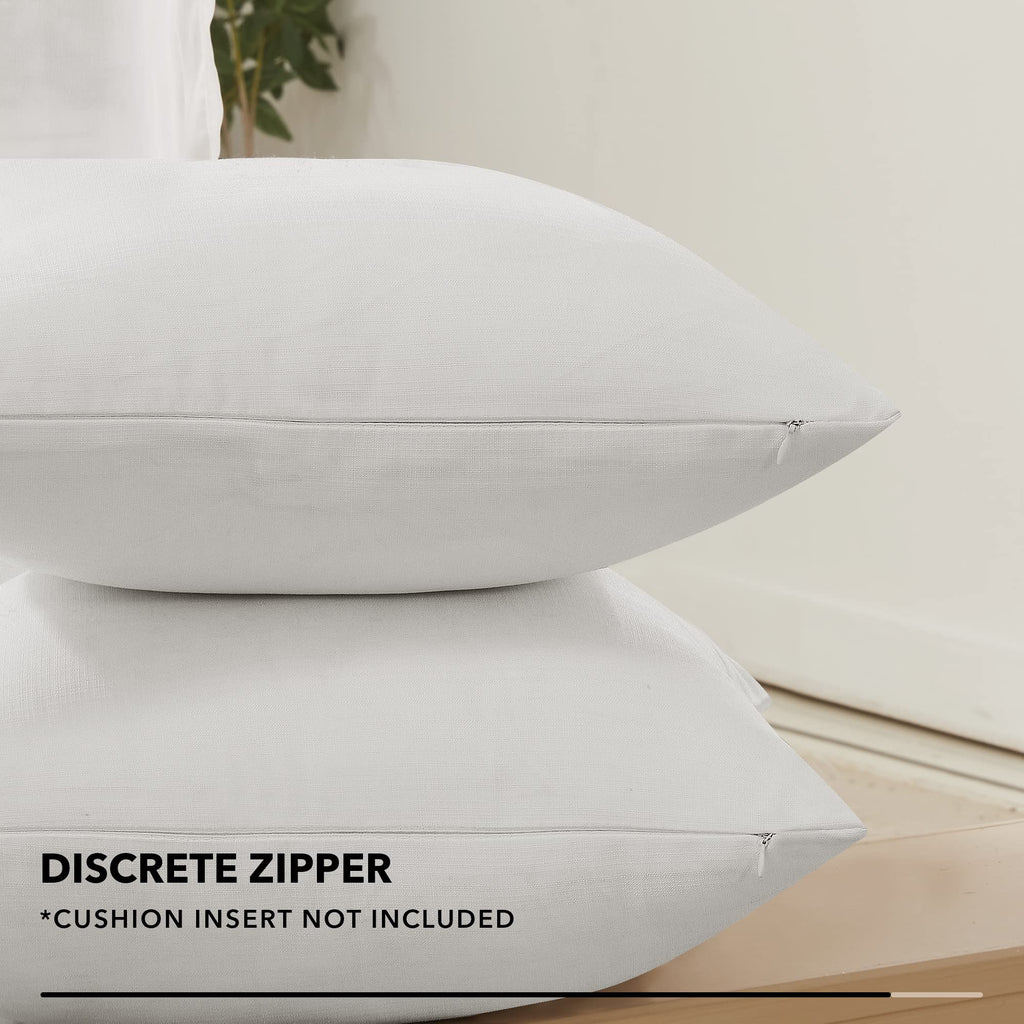 Faux Linen Throw Pillow Covers for Sofa and Couch, Hidden Zipper
