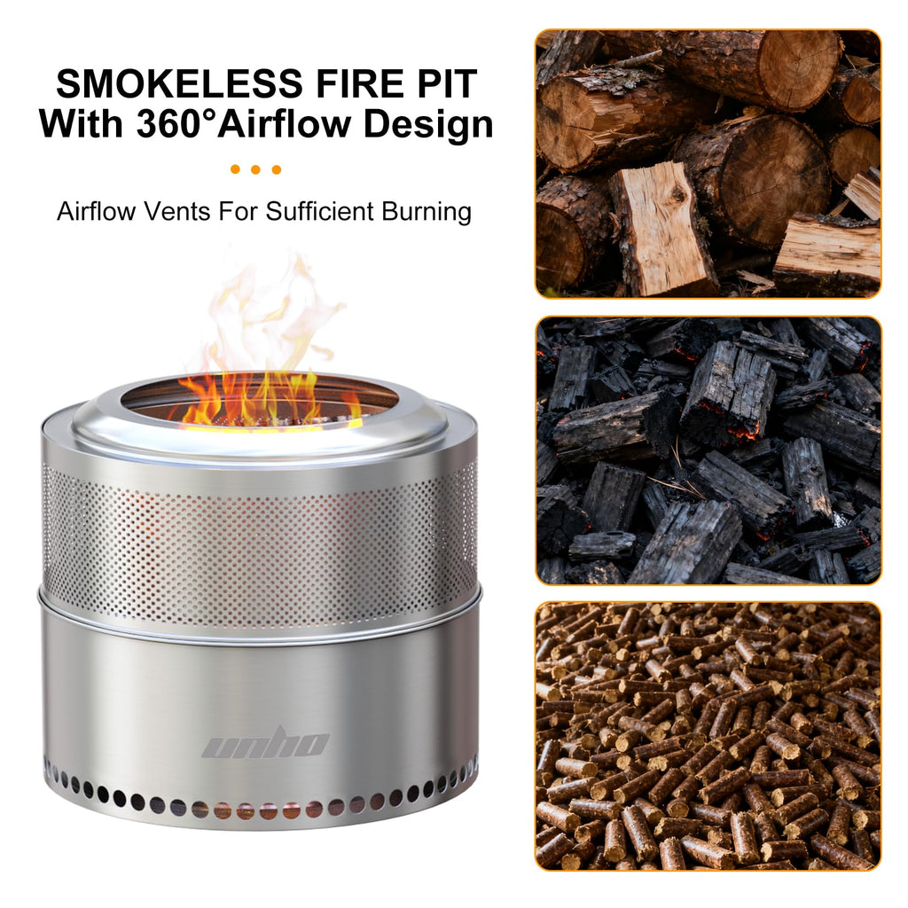 20 Inch Stainless smokeless firepit for Outside Wood Burning Stove
