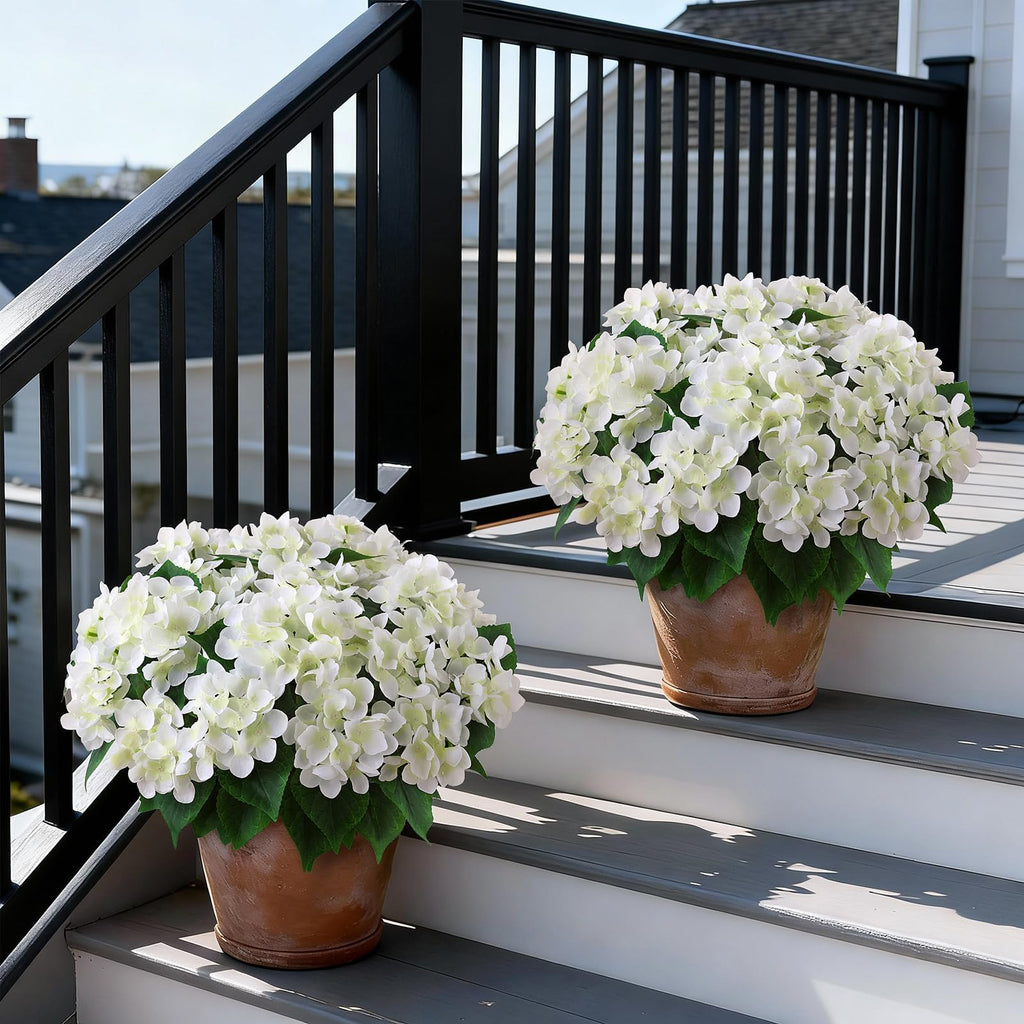 2 Sets Artificial Flower Topiary Ball Trees for Porch (White)