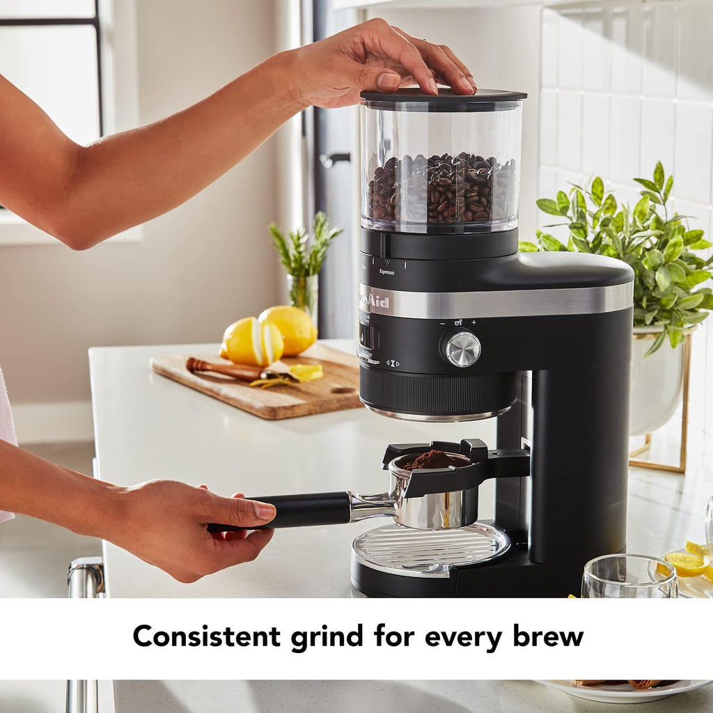 Burr Coffee Grinder, KCG8433, Matte Black | Smart Dosing Technology for Ideal Grounds, 70 Grind Settings for All Brew