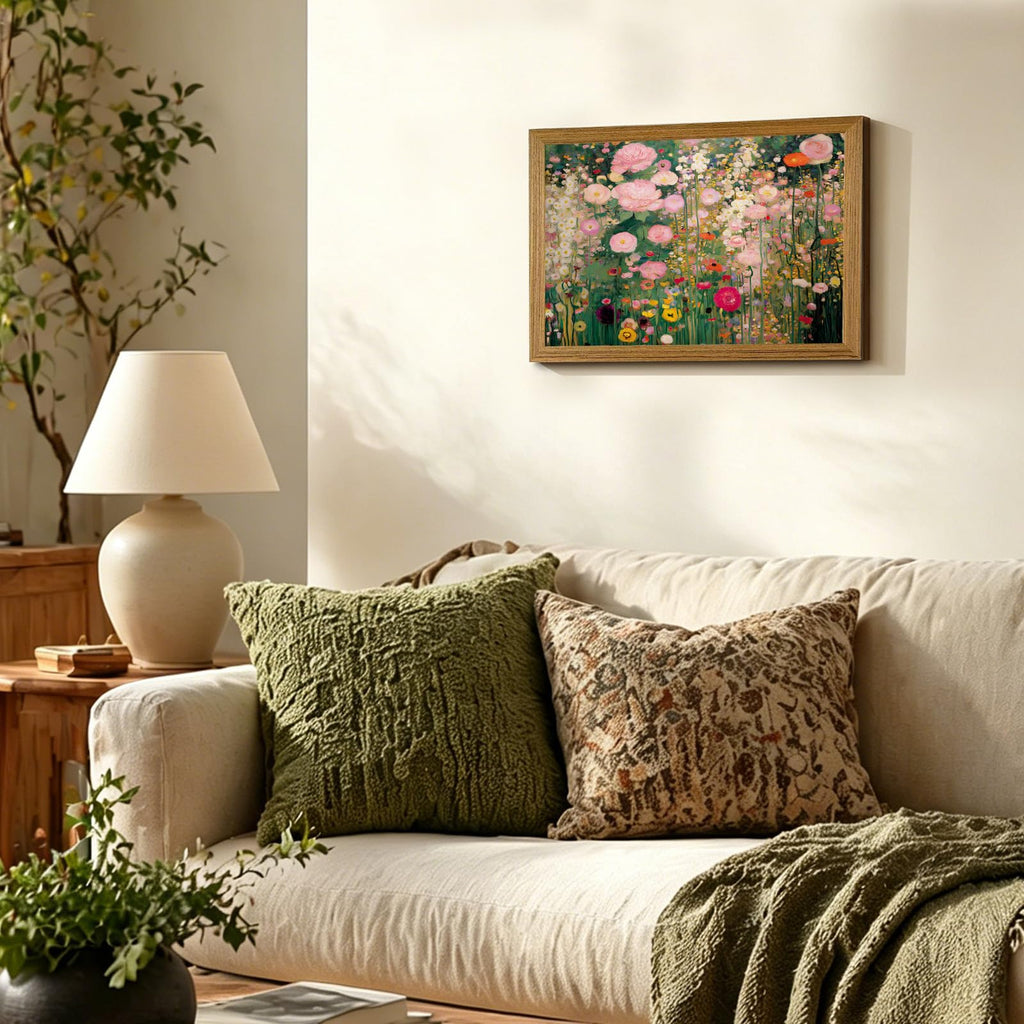 Floral Wall Art Wildflower Meadow Picture Wall Decor Gustav Klimt Print
