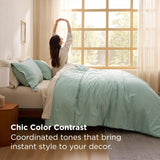 Full Comforter Set - 7 Pieces Sage Green Full Bedding Set for All Seasons