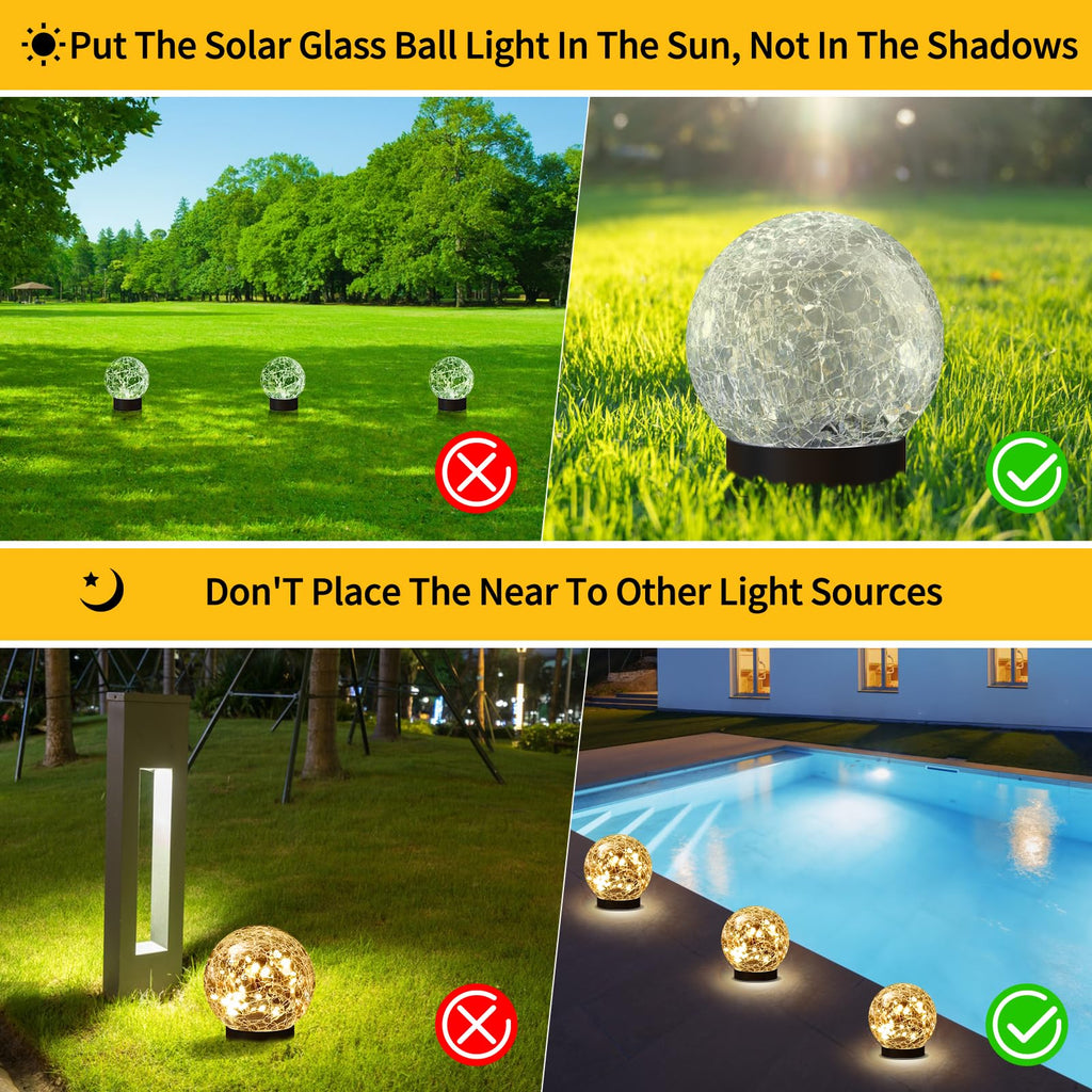 Solar Globe Lights Outdoor Waterproof-Solar Balls for Garden