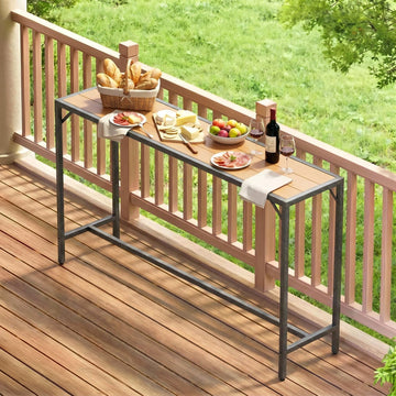 63" Patio Bar Table, Sturdy Outdoor Counter Height Table, Teak