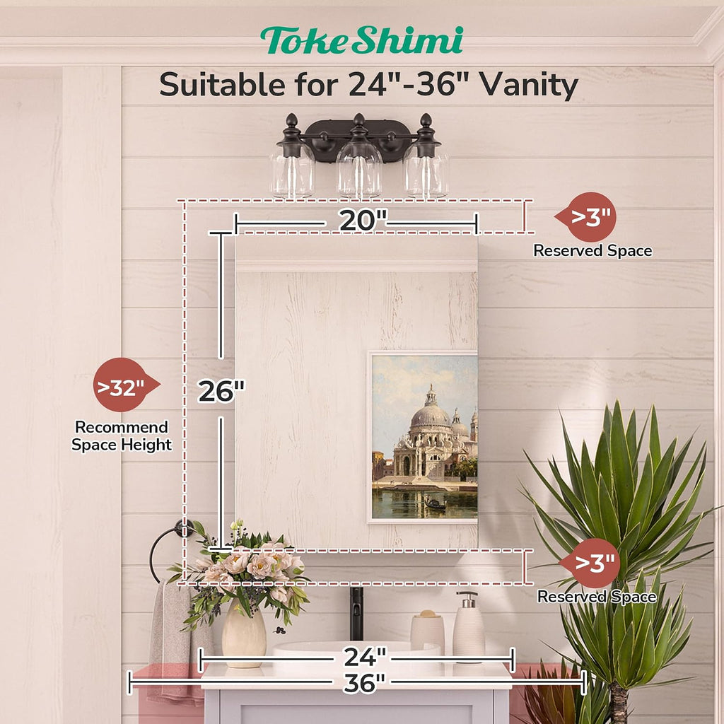 20x26 Medicine Cabinet Mirror with Storage Tempered, Aluminum Surface Mount or Recessed Medicine Cabinet White with