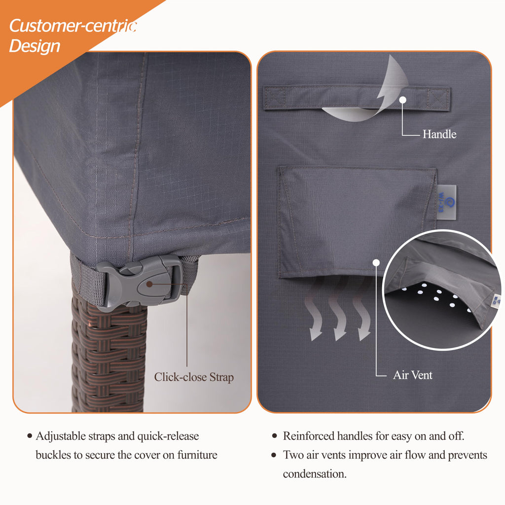 Ripstop Round Patio Table Cover, 84" D x 31" H, Grey