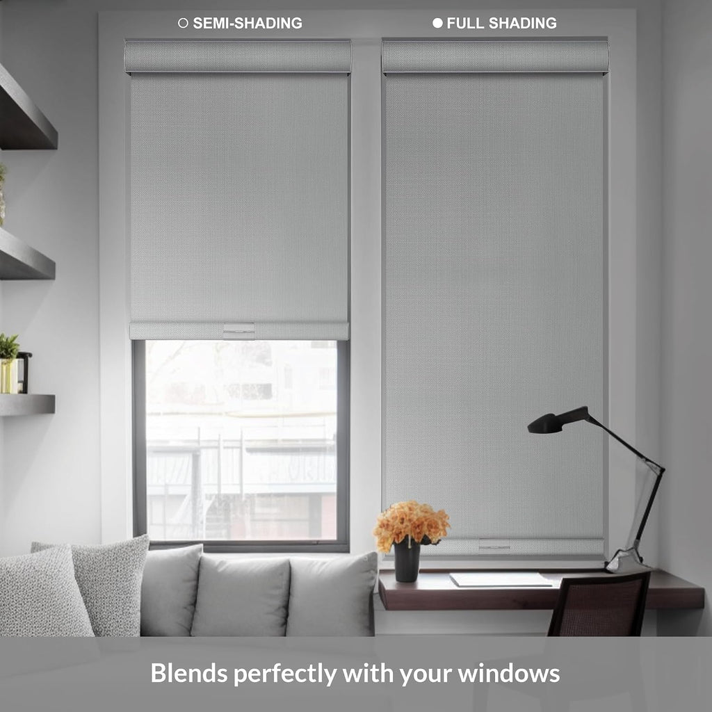 Blackout Roller Shades for Windows, White, 21" W x 36" H