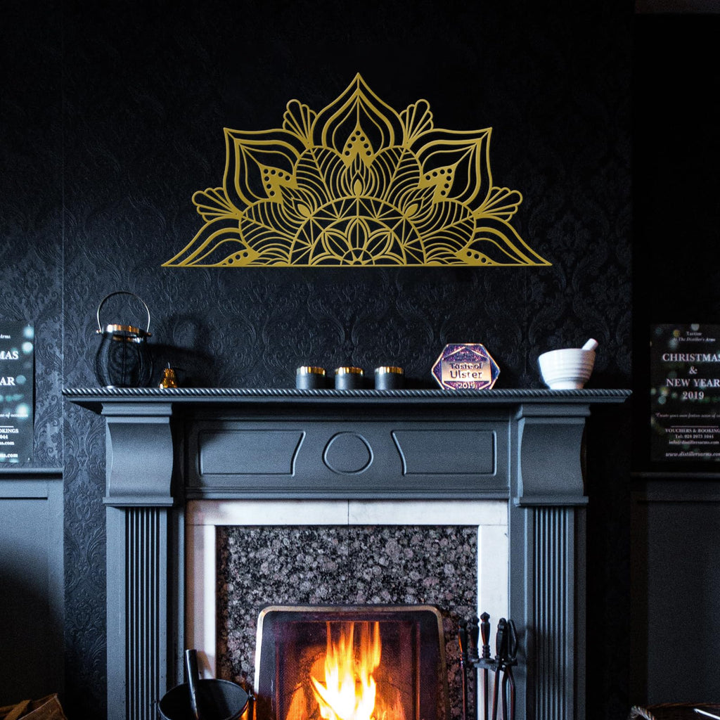 Gold Half Mandala Lotus Large Metal Wall Decor