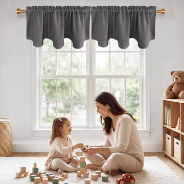 2 Pieces Valances for Window Blackout Curtains Farmhouse Scalloped