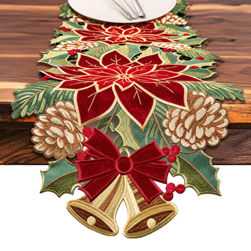 Christmas Tree Table Runner 14x72 Inch Red Green Winter Linen Decor