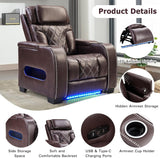 Electric Power Recliner Chair, PU Leather Home Theater Seating with Power Headrest