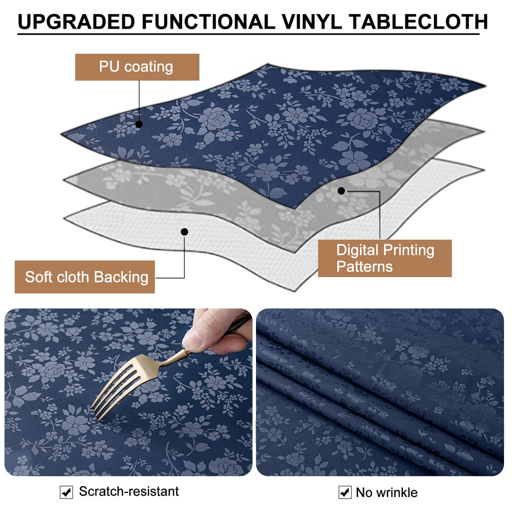 Rectangle Waterproof Heavy Duty Vinyl Tablecloths, 70 x 120 Inch
