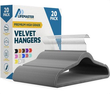 Velvet Non-Slip Hangers - 20 Pieces Non-Slip Coat Hanger Set with 360° Swivel Hook, Space-Saving, Sleek Design, Keep