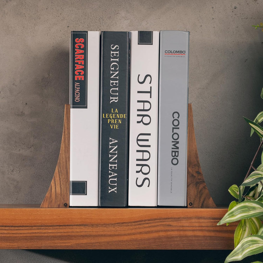 Bookends for Heavy Books - Walnut Wood Book Ends for Shelves - Heavy Duty Bookends to Hold Books - Decorative Book