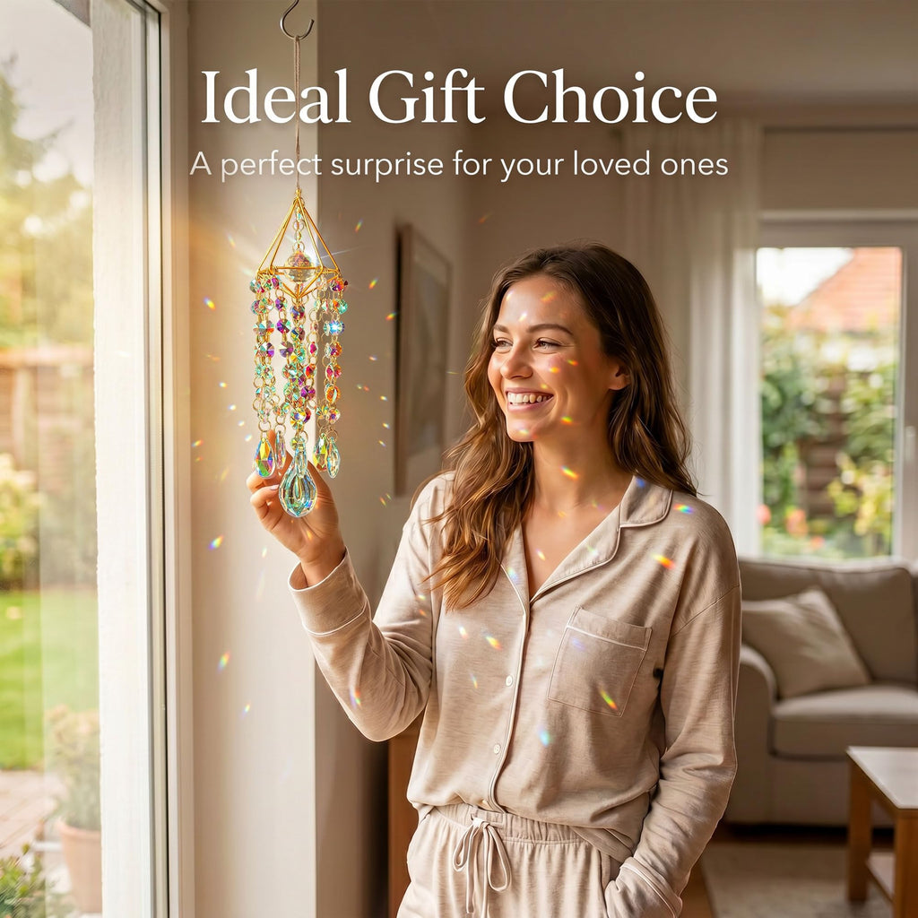 Crystal Suncatcher for Windows Hanging Glass Wind Chimes Whimsical Decor