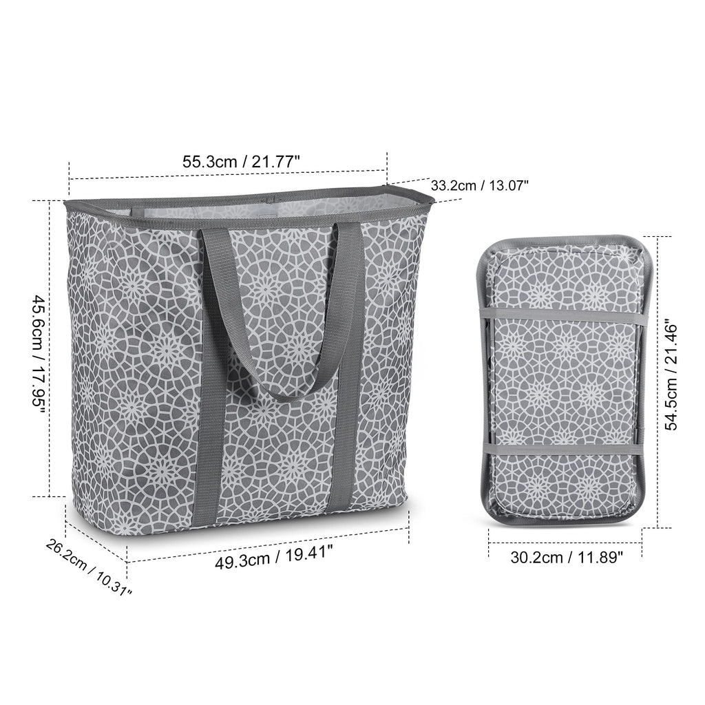 Collapsible Laundry Caddy 80L Large Foldable Laundry Basket Grey Collapsible Laundry Hamper Fabric Laundry Tote with