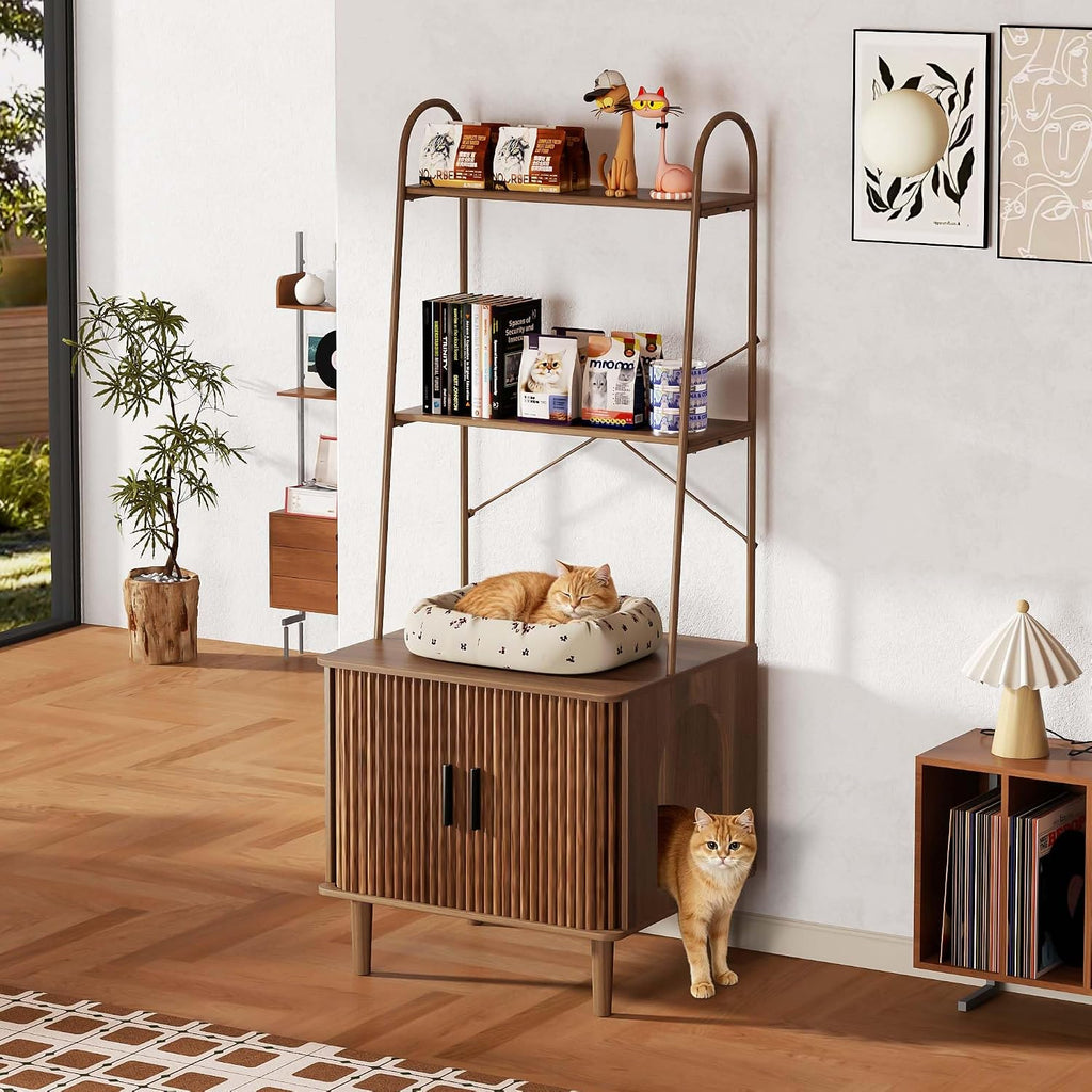 Hidden Litter Box Cabinet, Cat Litter Box Enclosure, Arched Cat Furniture