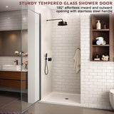 36" Wx72 H Frameless Reversible Pivot Shower Door, 1/4" Clear SGCC Tempered Glass, 304 Stainless Steel Hardware