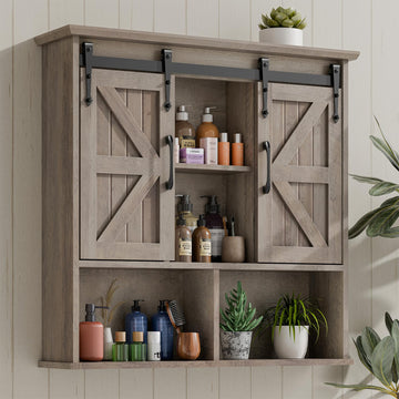 Bathroom Wall Cabinet, Farmhouse Medicine Cabinet, Washed Oak