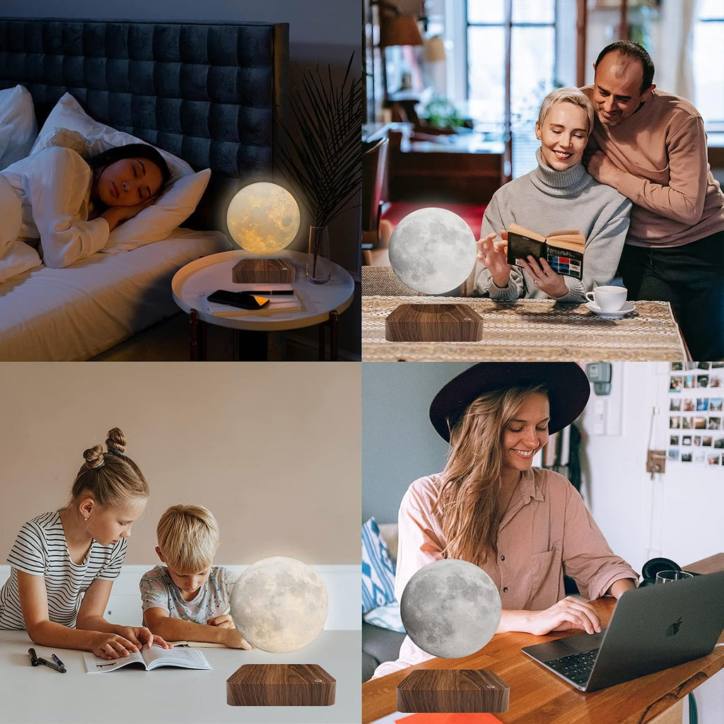 Levitating Moon Lamp, Magnetic Floating Moon Lamp Spinning Luna Night Light with 3 Color Modes, Desk Decor, Bedroom