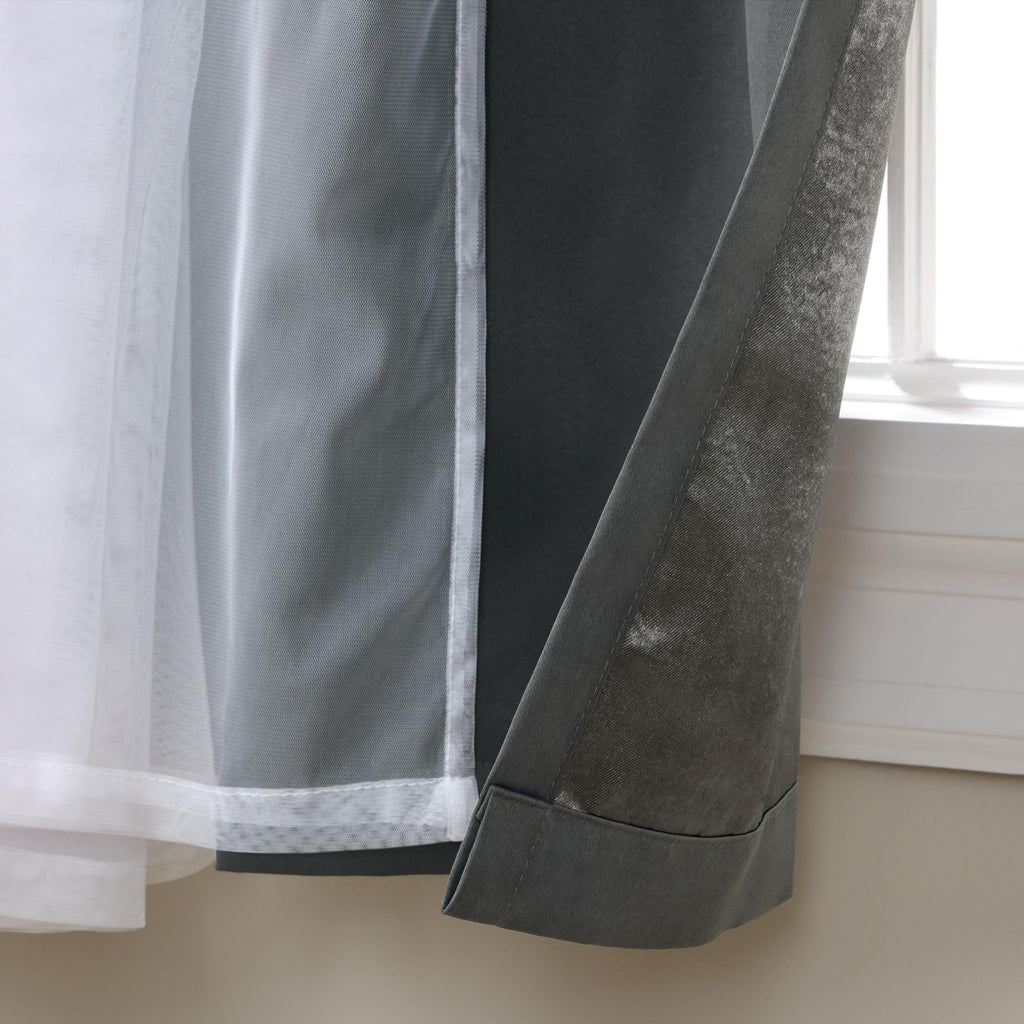 Talia Double Layer Indoor Curtains, Sheer and Room Darkening Blackout, Grommet Top, Energy Efficient, 2-Pack Set