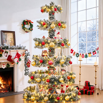 6 Tier 6.26 Ft Christmas Tree Shelves, Christmas Village Stand