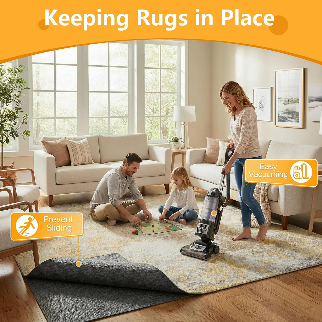 5x7 Non Slip Rug Pad Gripper, 1/4" Thick Cushioned Carpet Pads