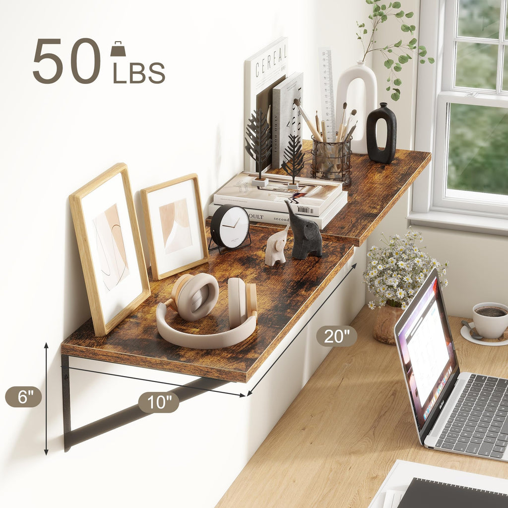 20 Inch Floating Shelves, Deep Wall Shelves, 20 x 10 Floating Shelf, Farmhouse Floating Shelves Decor Storage