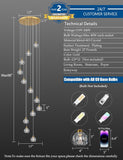 Crystal Chandeliers for Staircases, 12-Light Gold Modern Chandeliers for High Ceilings_Crystal Pendant Light Fixture for Living Room Kitchen Island Foyer Hallway Bar A116-B0F7QMJRGM