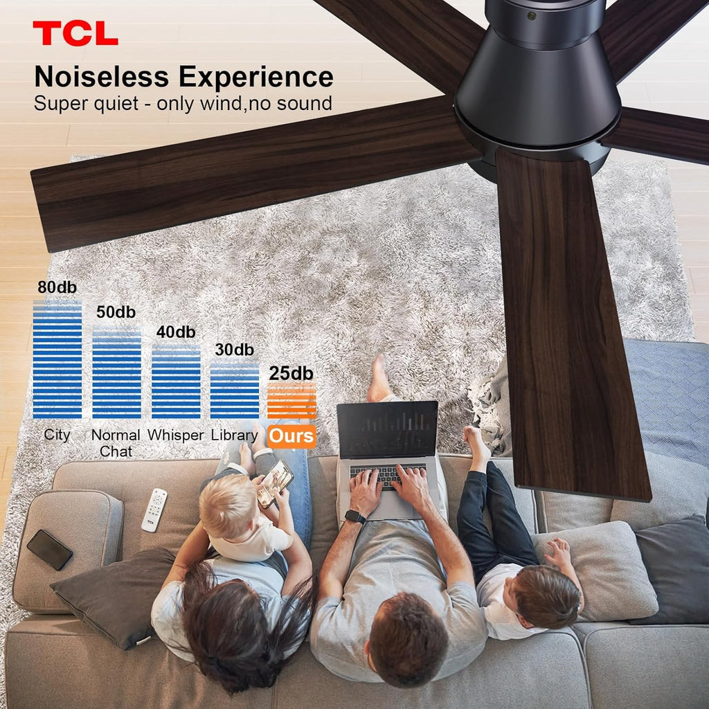 52" Ceiling Fan with Lights, Black Flush Mount Ceiling Fans with Remote Control, 6 Speeds DC Reversible, Dimmable, Noiseless, Low Profile Ceiling Fans for Bedroom A101-B0D4Z9M7T7