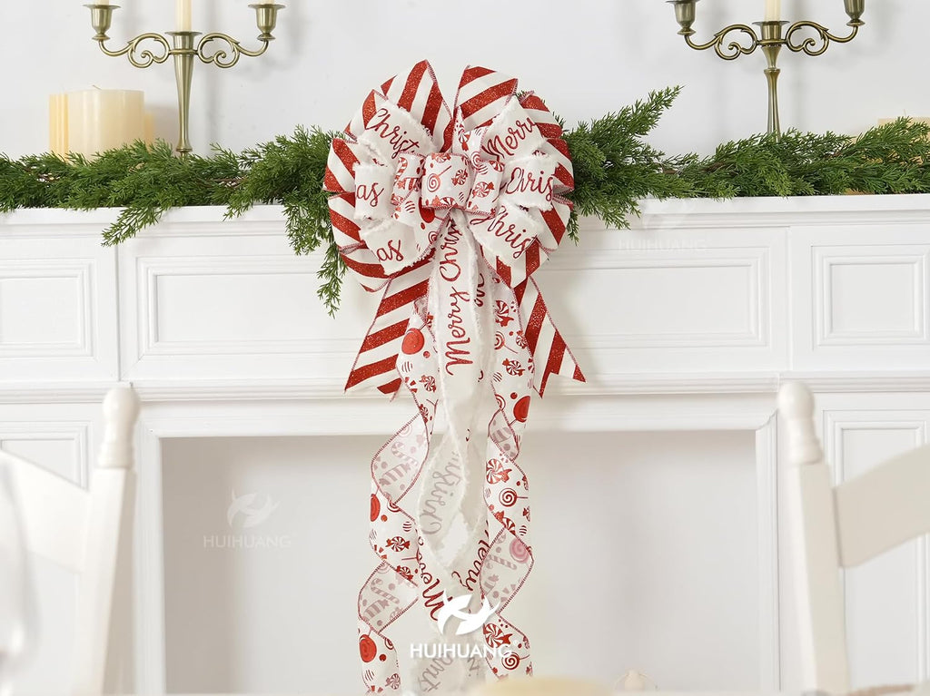 Red Christmas Tree Topper Bow 13 inch x 45 inch