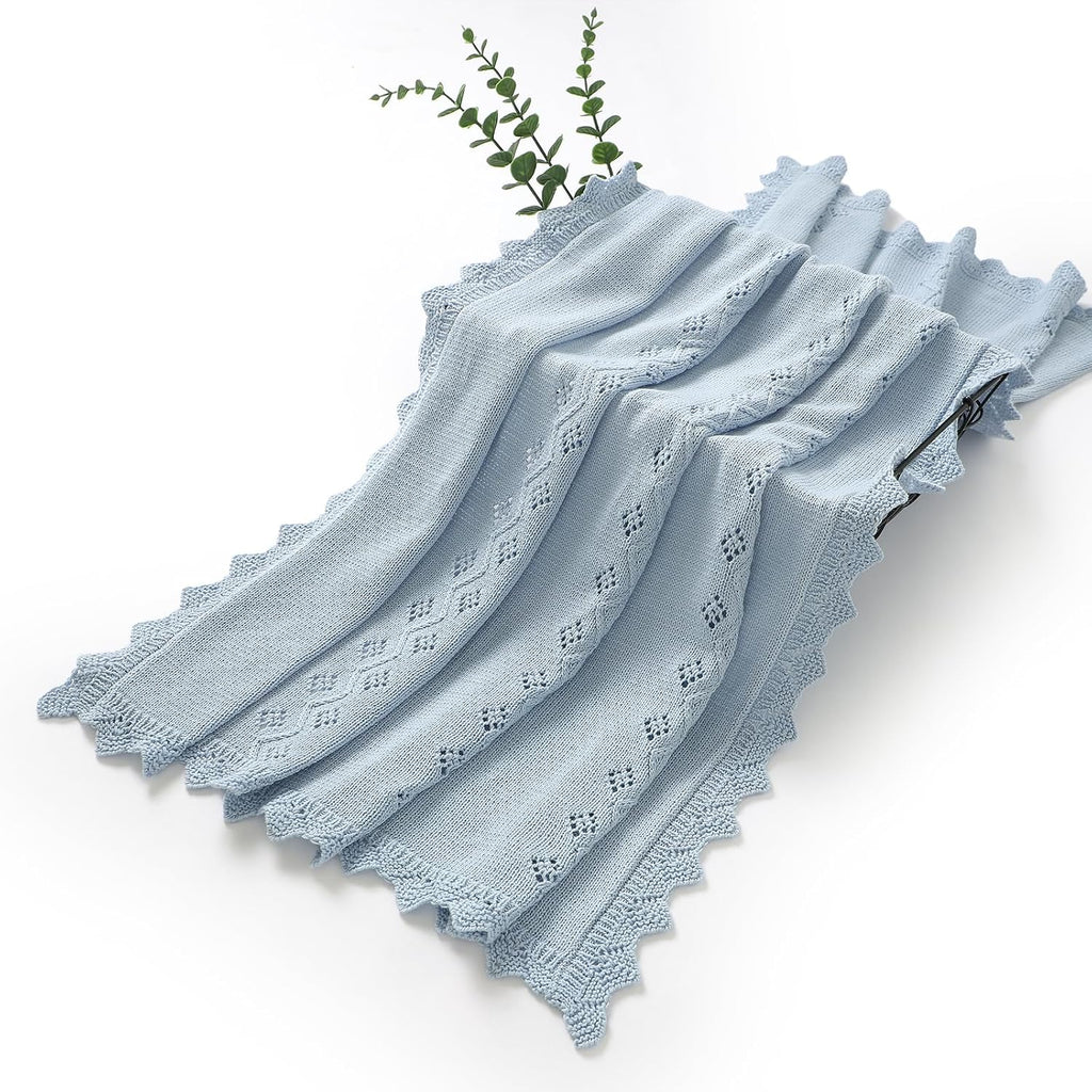 Cotton Knit Baby Blankets Neutral Cozy Crochet Receiving Crib 30x40