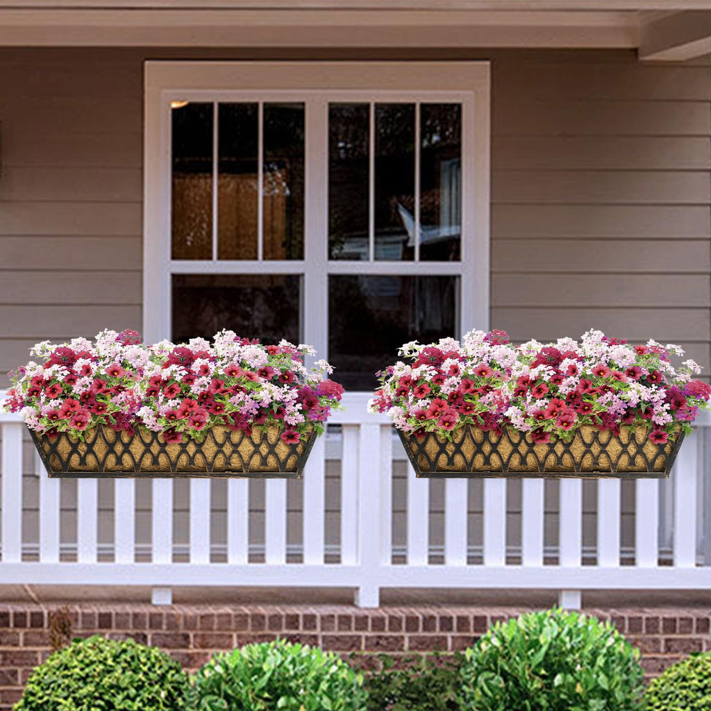 4 Pack 24 Inch Window Boxes Planters Railing Planter Box with Adjustable Brackets for Porch Fence Patio Balcony